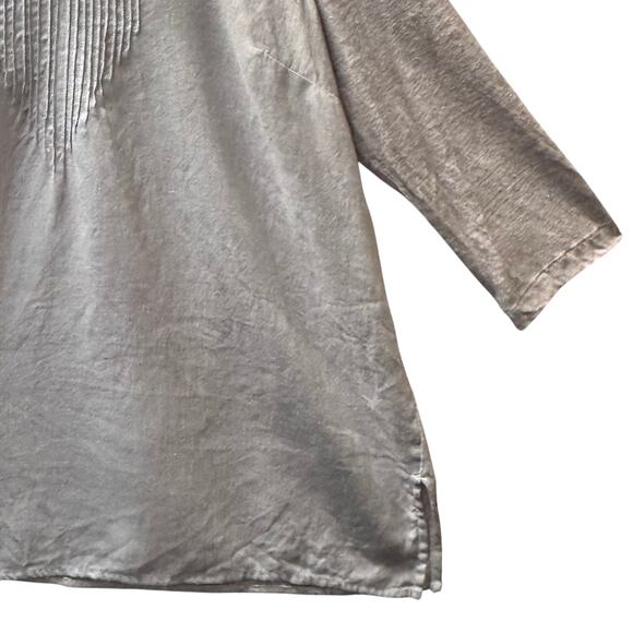 J. Jill Love Linen V Neck Micro-Pleat Tunic Lagonlook Oversize Top Women Gray - Picture 4 of 8